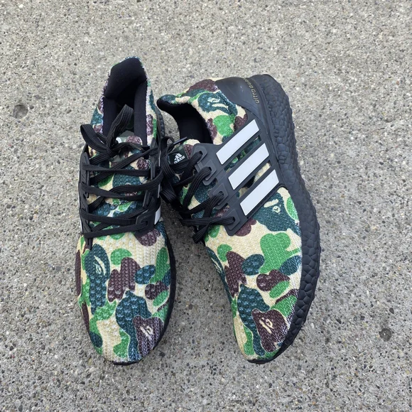 Adidas X Bape Green Camo Ultraboost Sneaker Men Size 9 - Picture 3 of 14